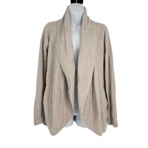 Barefoot Dreams CozyChic Lite‎ Knit Circle Cardigan Oatmeal Women's Size Small